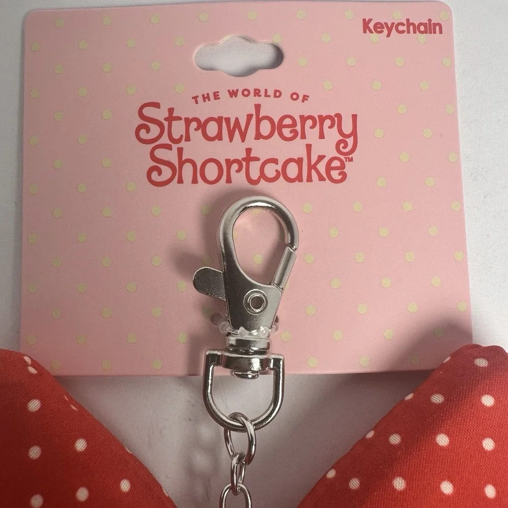 Strawberry Shortcake Red Polka Dot Bow Keychain Bag Charm Cute Kawaii